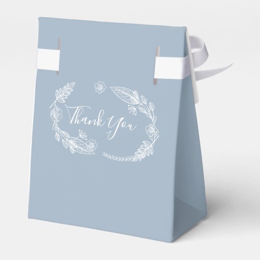 Stofblauwe snoerlichtjes bloemige bruiloft bedankdoosjes (Achterkant)