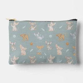 Stofblauwe Sphynx Kat Patroon Aangepaste Monogram Etui
