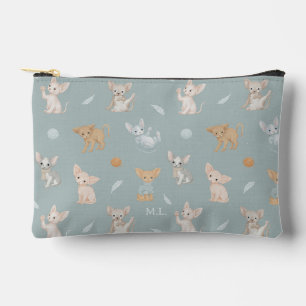 Stofblauwe Sphynx Kat Patroon Aangepaste Monogram Etui