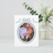 Stofblauwe Strik Griekse Lijst Doop Dankkaart Kaart (Staand voorkant)