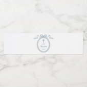 Stofblauwe strik Griekse lijst Doop Waterfles Etiket (Enkel label)