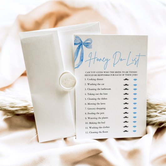 Stofblauwe strik honing doe lijst bruids douche sp kaart