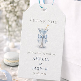 Stofblauwe Strik Martini Baby Jongens Shower Bedan Cadeaulabel