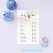 Stofblauwe teddybeer babykenmerken spel flyer (Enkel)