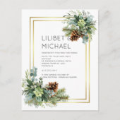 Stofblauwe Trouw Eucalyptus Groenery Budget Briefkaart (Voorkant)