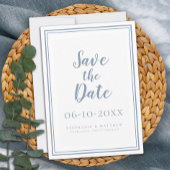 Stofblauwe Trouwkaart Save The Date Eenvoudig Mode