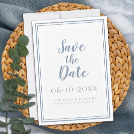 Stofblauwe Trouwkaart Save The Date Eenvoudig Mode