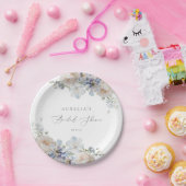 Stofblauwe Tuin Bloemachtige Bruiloft Feest Papieren Bordje (Feest)