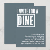 Stofblauwe uitnodiging voor een diner repetitie di (Voorkant / Achterkant)