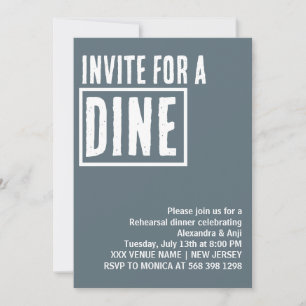 Stofblauwe uitnodiging voor een diner repetitie di