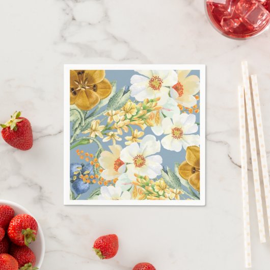 Stofblauwe Waterverf bloementuinbloemen Servet (Insitu)