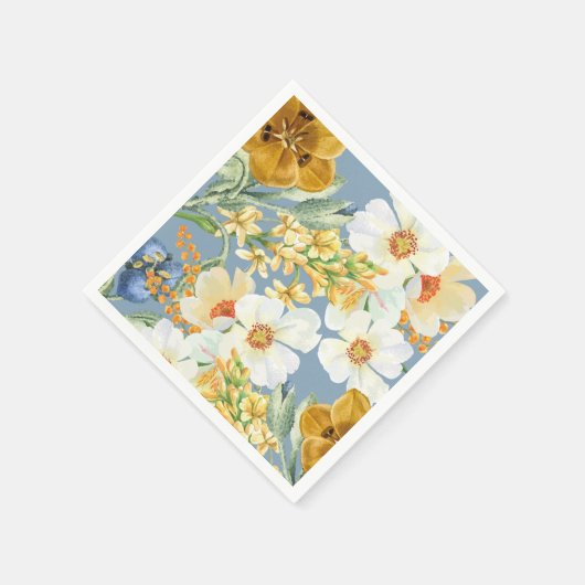 Stofblauwe Waterverf bloementuinbloemen Servet (Hoek)