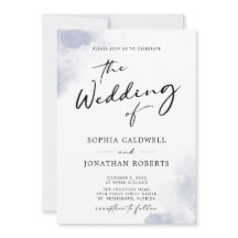 Stofblauwe Waterverf Kalligrafie QR Code Bruiloft