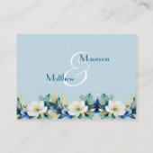 Stofblauwe welkomstcadeautaszak & mand plaatskaart informatiekaartje (Achterkant)