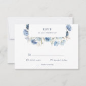 Stofblauwe Wilde Bloem RSVP-reactiekaart RSVP Kaartje (Voorkant)