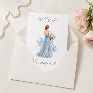Stofblauwe Zal Je Mijn Bruidsmeisje Zijn Aanzoekka Kaart