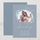 Stofblauwe Ze Heeft Ja Gezegd Foto Save The Date (Voorkant / Achterkant)