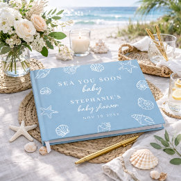 Stofblauwe Zee Jij Binnenkort Strand Baby Shower Gastenboek