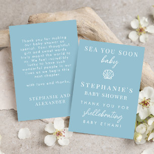 Stofblauwe Zee Zie Je Gauw Baby Shower Bedankt