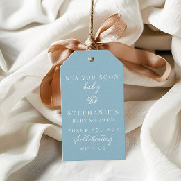 Stofblauwe Zee Zie Je Gauw Bedankt Baby Shower Cadeaulabel