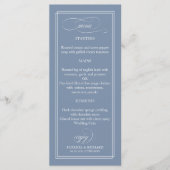 Stofbloauw Eenvoudig Elegant 4x9 Trouwmenu Menu (Voorkant)