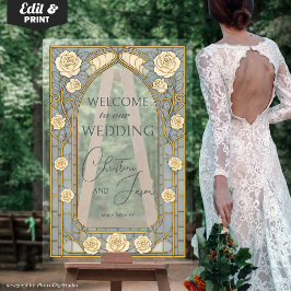 Stofbloauw gebrandschilderd bloemig huwelijks-welk acryl bord