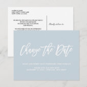 Stofbloauw Huwelijksdatum gewijzigd Uitgesteld Afg Aankondigingskaart (Voorkant / Achterkant)