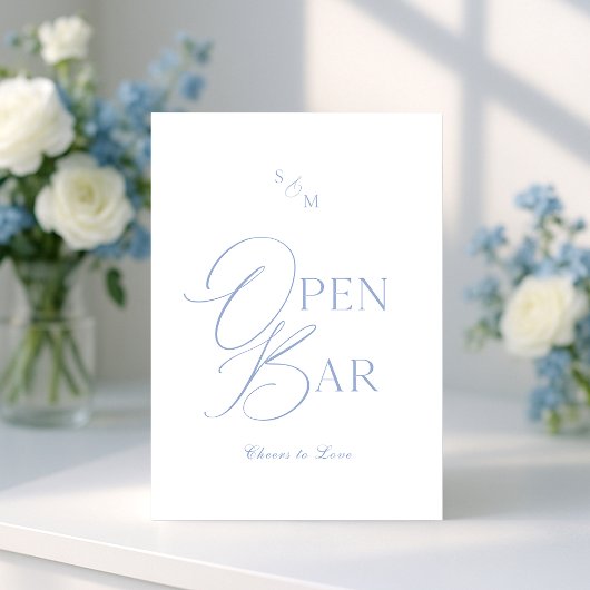 Stofbloauw Kunst Open Bar Bord met Kalligrafie Kaart