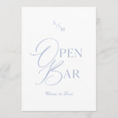Stofbloauw Kunst Open Bar Bord met Kalligrafie Kaart (Voorkant)