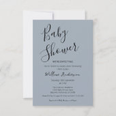 Stofbloauw Moderne Minimalistische Script Baby Bor Kaart (Voorkant)
