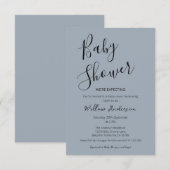Stofbloauw Moderne Minimalistische Script Baby Bor Kaart (Voorkant / Achterkant)