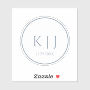 Stofbloauw Monogram Eerste Minimalistische Trouwtr Sticker