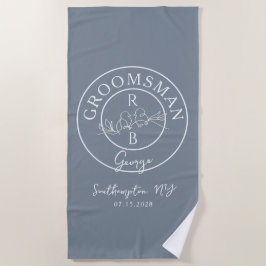 Stofbloauw Monogram Groomsman Strandlaken