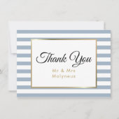 Stofbloauw Nep Goud Folie Trouw Dank Je Bedankkaart (Voorkant)