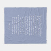 Stofbloauwe aangepaste gedicht liedtekst citaat fleece deken (Voorkant (Horizontaal))