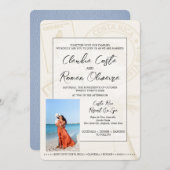 Stofbloauwe Costa Rica Paspoort Trouw Uitnodiging (Voorkant / Achterkant)