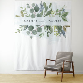 Stofbloauwe Eucalyptus Huwelijksfotoprop Backdrop Wandkleed