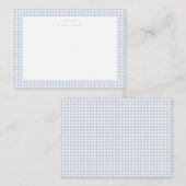 Stofbloauwe gingham jongenskaart  notitiekaartje (Voorkant / Achterkant)