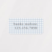 Stofbloauwe Gingham Waterdichte Naam Labels (Design 1)