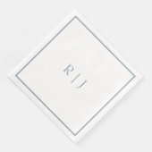 Stofbloauwe Monogram Eerste Letters Eenvoudige Tro Servet (Hoek)