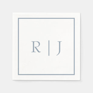 Stofbloauwe Monogram Eerste Letters Trouw Servet