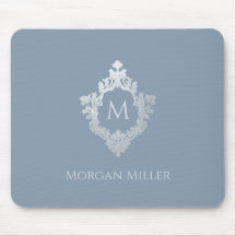 Stofbloauwe Monogram Naam Elegante Vintage Wapen