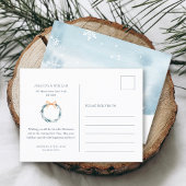 Stofbloauwe Sneeuwvlok Kerstkaart Uitnodiging Briefkaart