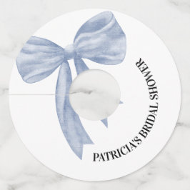 Stofbloauwe strik Ze gaat trouwen Bruids douche Wijnglaslabel