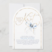 Stofbloauwe strik zij is aan het trouwen bruidsuit kaart (Voorkant)