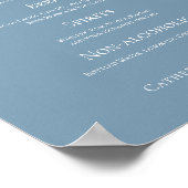 Stofbloauwe typografie trouwbarmenu poster (Hoek)