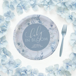 Stofbloem Baby in Bloom Baby Shower Papieren Bordje