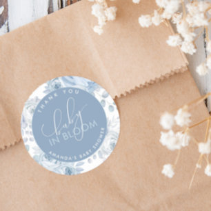 Stofbloem Baby in Bloom Baby Shower Ronde Sticker