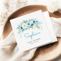 Stofbloem Baby Shower Feestje in Stofblauw