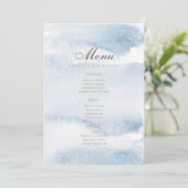 Stofbloem Blau Aquarel Bar Mitzvah Menu Kaart (Staand voorkant)